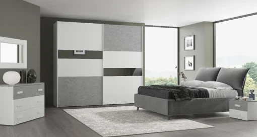 Bissolo Casa Camere Moderne<Camera da letto moderna ELLIOTT in bianco frassinato e cemento