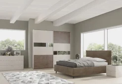 Bissolo Casa Camere Moderne<Camera matrimoniale moderna con letto contenitore spatolato e bronzo