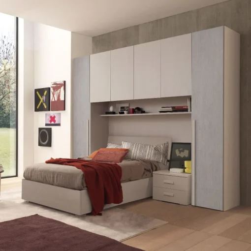 Bissolo Casa Camerette Complete<Cameretta Completa A Ponte con Letto In Laminato Olmo e Cemento