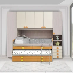 Bissolo Casa Camerette Complete<CAMERETTA GIESSEGI A PONTE MOD. JOB CENERE WOOD PANNA E ALBICOCCA