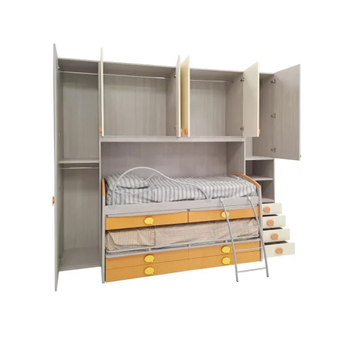 Bissolo Casa Camerette Complete<CAMERETTA GIESSEGI A PONTE MOD. JOB CENERE WOOD PANNA E ALBICOCCA