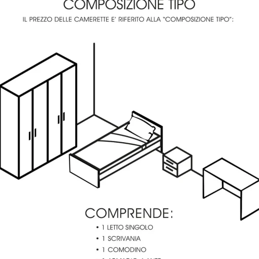 Bissolo Casa Camerette Componibili<CAMERETTA GIESSEGI MOD. FLY CENERE WOOD E CALCE