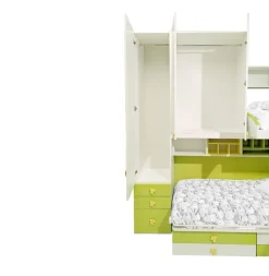 Bissolo Casa Camerette Complete<CAMERETTA GIESSEGI SOPPALCO MOD. JOB COMPOSIZIONE RUGBY BIANCO/PERA E GIALLO OPACO