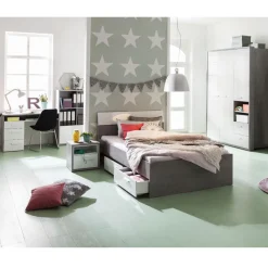 Bissolo Casa Camerette Complete<CAMERETTA LAMINATO CEMENTO E BIANCO LUCIDO componibile: vendita online