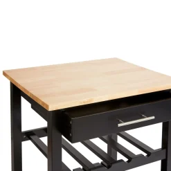 Bissolo Casa Carrelli<CARRELLO DA CUCINA CLAUDE CM 58X48 H.87 IN MDF NERO E NATURALE