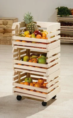 Bissolo Casa Carrelli<CARRELLO DA CUCINA IN LEGNO CM 37X30 H.80 NATURALE