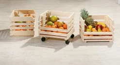 Bissolo Casa Carrelli<CARRELLO DA CUCINA IN LEGNO CM 37X30 H.80 NATURALE