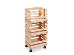 Bissolo Casa Carrelli<CARRELLO DA CUCINA IN LEGNO CM 37X30 H.80 NATURALE