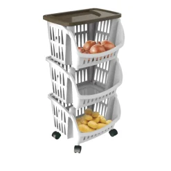 Bissolo Casa Carrelli<CARRELLO DA CUCINA IN PLASTICA TIDY CM 39.5X30 H. 77 BIANCO E TORTORA
