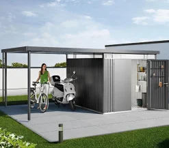 Bissolo Casa Casette E Armadi In Ferro<CASETTA CON TETTO LATERALE MOD.HIGHLINE GRIGIO SCURO