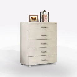 Bissolo Casa Cassettiere Multiuso|Cassettiere E Comodini<CASSETTIERA 5 CASSETTI in laminato OLMO BIANCO CM 80X44 altezza 104cm in offerta