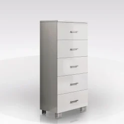 Bissolo Casa Cassettiere Multiuso|Cassettiere E Comodini<CASSETTIERA 5 CASSETTI MISURE 40X44cm altezza 104cm IN LAMINATO BIANCO LUCIDO in offerta