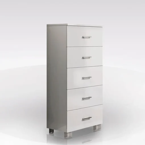 Bissolo Casa Cassettiere Multiuso|Cassettiere E Comodini<CASSETTIERA 5 CASSETTI MISURE 40X44cm altezza 104cm IN LAMINATO BIANCO LUCIDO in offerta