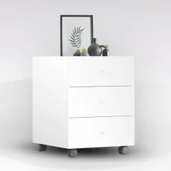 Bissolo Casa Cassettiere Con Ruote<Cassettiera con Ruote e tre Cassetti: Cassettiera in Bianco Frassinato.
