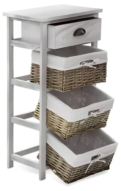 Bissolo Casa Cassettiere Multiuso<CASSETTIERA MULTIUSO IN LEGNO MASSELLO CM 40X29 H.80 BIANCO: vendita online CASSETTIERA MULTIUSO IN LEGNO MASSELLO CM 40X29 H.80 BIANCO in offerta