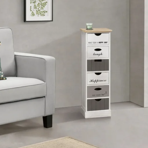 Bissolo Casa Cassettiere Multiuso<CASSETTIERA MULTIUSO IN LEGNO MASSELLO CM 30X24 H.95 BIANCO E MULTICOLORE: vendita online CASSETTIERA MULTIUSO IN LEGNO MASSELLO CM 30X24 H.95 BIANCO E MULTICOLORE in offerta