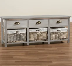 Bissolo Casa Cassettiere Multiuso<CASSETTIERA MULTIUSO IN LEGNO MASSELLO CM 107X29 H.42 CEMENTO: vendita online CASSETTIERA MULTIUSO IN LEGNO MASSELLO CM 107X29 H.42 CEMENTO in offerta