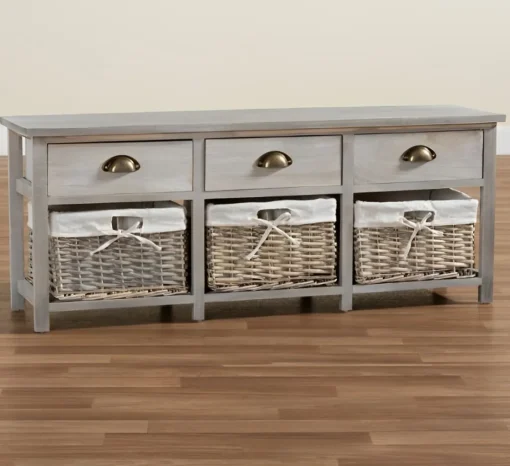 Bissolo Casa Cassettiere Multiuso<CASSETTIERA MULTIUSO IN LEGNO MASSELLO CM 107X29 H.42 CEMENTO: vendita online CASSETTIERA MULTIUSO IN LEGNO MASSELLO CM 107X29 H.42 CEMENTO in offerta