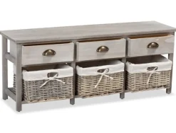 Bissolo Casa Cassettiere Multiuso<CASSETTIERA MULTIUSO IN LEGNO MASSELLO CM 107X29 H.42 CEMENTO: vendita online CASSETTIERA MULTIUSO IN LEGNO MASSELLO CM 107X29 H.42 CEMENTO in offerta