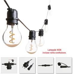 Bissolo Casa Lampadine<CATENA 10 PORTALAMPADE E27 -NERA 11.5MT: vendita online CATENA 10 PORTALAMPADE E27 -NERA 11.5MT in offerta