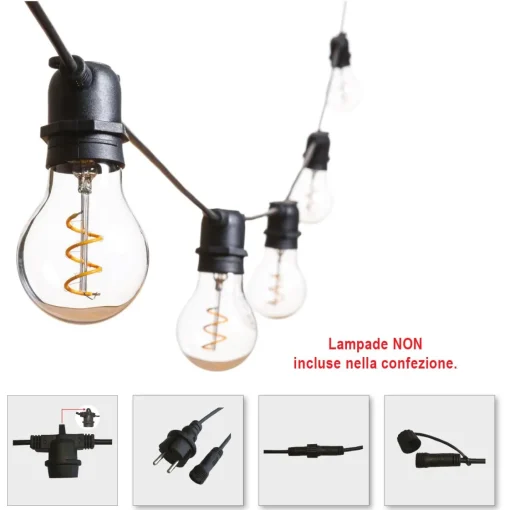 Bissolo Casa Lampadine<CATENA 10 PORTALAMPADE E27 -NERA 11.5MT: vendita online CATENA 10 PORTALAMPADE E27 -NERA 11.5MT in offerta