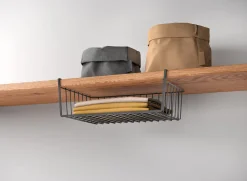 Bissolo Casa Accessori Vari Scolapiatti, Porta Rotolo E Porta Posate<CESTELLO SOTTORIPIANO KANGURO 40 LAVA NERO 40X26X14CM