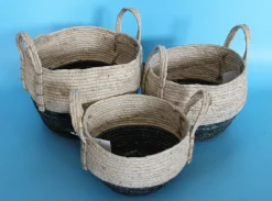 Bissolo Casa Cesti, Cestini E Portabiancheria Legno<CESTO BICOLORE IN TESSUTO E PAGLIA 30X30X32CM : vendita online CESTO BICOLORE IN TESSUTO E PAGLIA 30X30X32CM in offerta