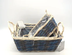 Bissolo Casa Cesti, Cestini E Portabiancheria Legno<CESTO RETTANGOLARE IN LEGNO BLU/MARRONE 13X29X21CM: vendita online CESTO RETTANGOLARE IN LEGNO BLU/MARRONE 13X29X21CM in offerta