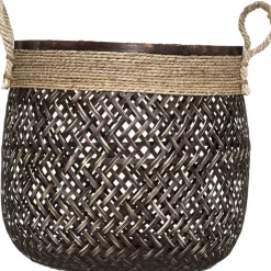 Bissolo Casa Cesti, Cestini E Portabiancheria Legno<CESTO ROTONDO IN BAMBOO SCURO E JUTA 1 PEZZO 37X34CM : vendita online CESTO ROTONDO IN BAMBOO SCURO E JUTA 1 PEZZO 37X34CM in offerta