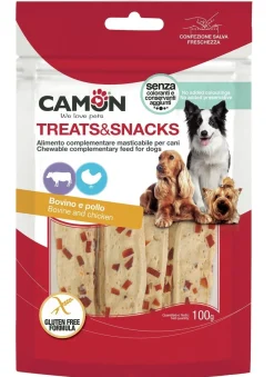 Bissolo Casa Cibi Cane<CHEWY STRIPES DI PELLE BOVINA CON POLLO 100GR: vendita online CHEWY STRIPES DI PELLE BOVINA CON POLLO 100GR in offerta