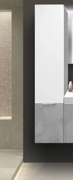 Bissolo Casa Colonne Multiuso<COLONNA BAGNO SOSPESA MOD. B201 CM 35X37 H. 175 BETON E BIANCO OPACO