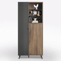 Bissolo Casa Credenze E Vetrine<COLONNA INFINITO CM 83.1X42.9 H.190 NOCE BRERA E GRIGIO TITANIO LUCIDO in vendita online