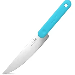 Bissolo Casa Posate Coltelli<COLTELLO DA CUCINA SALAMI KNIFE IN ACCIAIO INOX MANICO AZZURRO