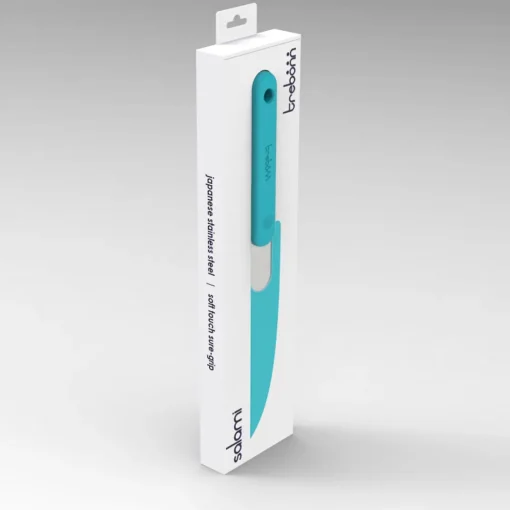 Bissolo Casa Posate Coltelli<COLTELLO DA CUCINA SALAMI KNIFE IN ACCIAIO INOX MANICO AZZURRO