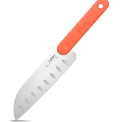 Bissolo Casa Posate Coltelli<COLTELLO DA CUCINA SANTOKU KNIFE IN ACCIAO INOX MANICO ARANCIO