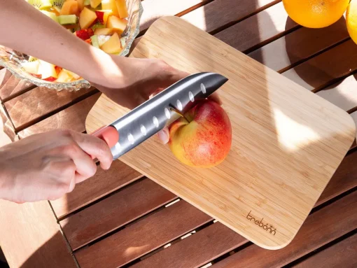 Bissolo Casa Posate Coltelli<COLTELLO DA CUCINA SANTOKU KNIFE IN ACCIAO INOX MANICO ARANCIO