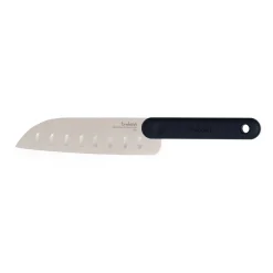 Bissolo Casa Posate Coltelli<COLTELLO DA CUCINA SANTOKU KNIFE IN ACCIAIO INOX MANICO NERO