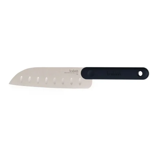 Bissolo Casa Posate Coltelli<COLTELLO DA CUCINA SANTOKU KNIFE IN ACCIAIO INOX MANICO NERO