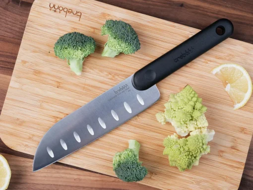 Bissolo Casa Posate Coltelli<COLTELLO DA CUCINA SANTOKU KNIFE IN ACCIAIO INOX MANICO NERO