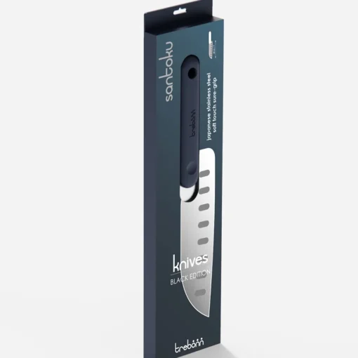 Bissolo Casa Posate Coltelli<COLTELLO DA CUCINA SANTOKU KNIFE IN ACCIAIO INOX MANICO NERO