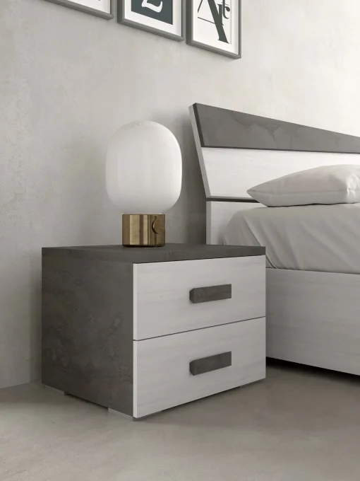 Bissolo Casa Cassettiere E Comodini<COMODINO ONIX CM 53,5X44,5 H. 41 OSSIDO E ROVERE NORDICO