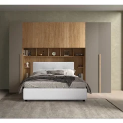 Bissolo Casa Camere Moderne<COMPOSIZIONE ARMADIO A PONTE NOCE E FANGO CON LETTO PIAZZA E MEZZA