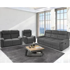 Bissolo Casa Coppie Divani<COMPOSIZIONE DIVANI E POLTRONA CON RELAX MANUALE IN TESSUTO