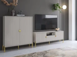Bissolo Casa Pareti E Soggiorni Componibili<COMPOSIZIONE MOD. LOTUS CASHMERE EFFETTO CANNETTATO