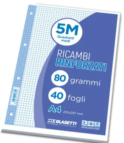 Bissolo Casa Quaderni E Blocchi Ricambi<CONFEZIONE 40 FOGLI RICAMBI RINFORZATI A5 QUADRETTI: vendita online CONFEZIONE 40 FOGLI RICAMBI RINFORZATI A5 QUADRETTI in offerta
