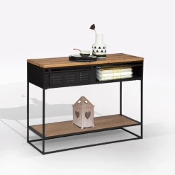 Bissolo Casa Consolle<CONSOLLE CIERNA 110X40 NERO E NATURALE: vendita online CONSOLLE CIERNA 110X40 NERO E NATURALE in offerta