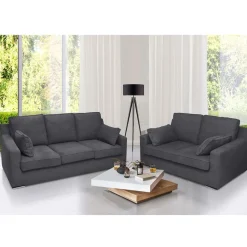 Bissolo Casa Coppie Divani<Coppia Di Divani in Tessuto Graphite: Modello Helen e Maxi
