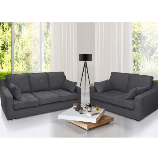 Bissolo Casa Coppie Divani<Coppia Di Divani in Tessuto Graphite: Modello Helen e Maxi