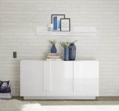 Bissolo Casa Credenze E Vetrine<CREDENZA 3 ANTE JUPITER BIANCO LUCIDO in vendita online