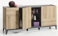 Bissolo Casa Credenze E Vetrine<CREDENZA 3 ANTE NERO PORTLAND E RIVIERA OAK: vendita online CREDENZA 3 ANTE NERO PORTLAND E RIVIERA OAK in offerta